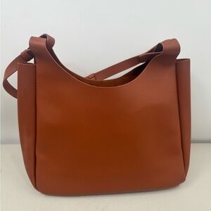 Neiman Marcus Brown Leather Shoulder Bag Minimalist Tote Quiet Luxury Purse